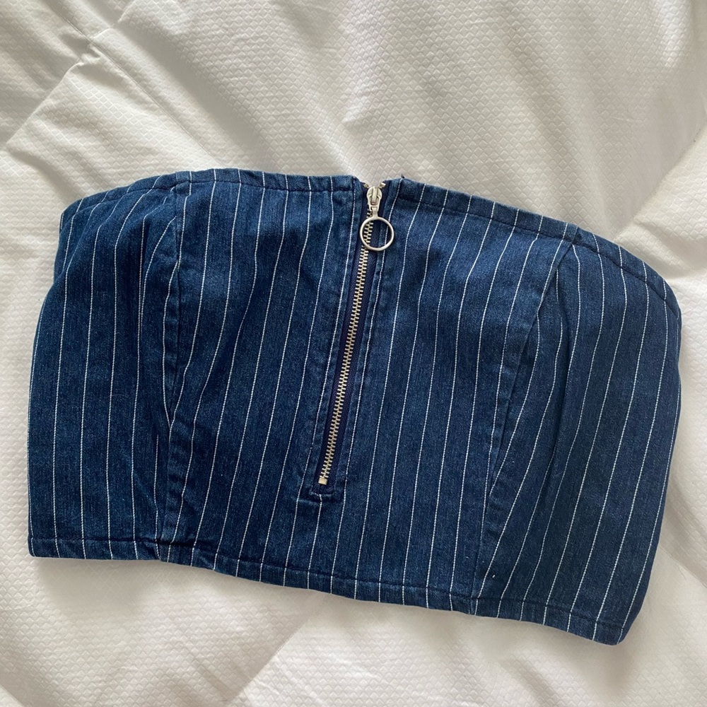 KENDALL & KYLIE Demin Zipper Crop